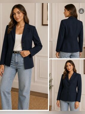 Salima Made in Italy Navy Blazer Women’s Small | Classic 5-Button Jacket